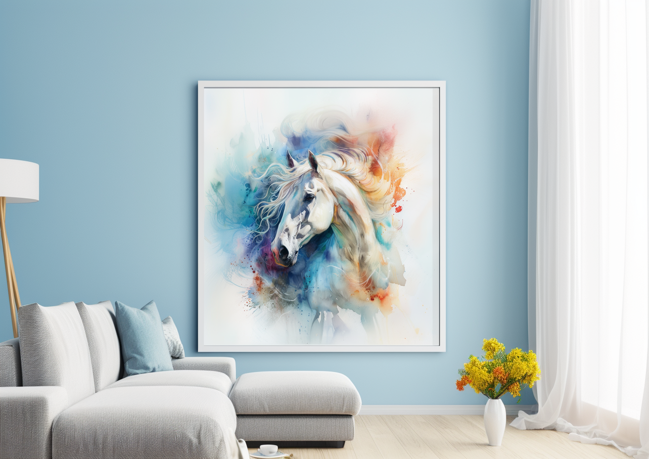 A Printable Copy of a Vibrant Watercolor Horse Painting, Abstract Art, Fine art, Splash of Colors, Equestrian Wall Decor