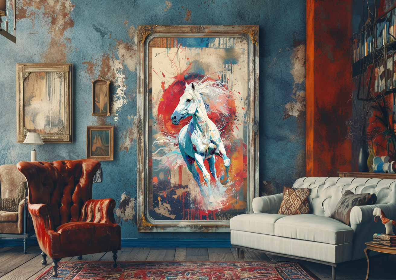 A Printable copy of a Colorful Abstract Horse Painting, Modern Equine Art, Equestrian Wall Decor, Vibrant Horse Artwork