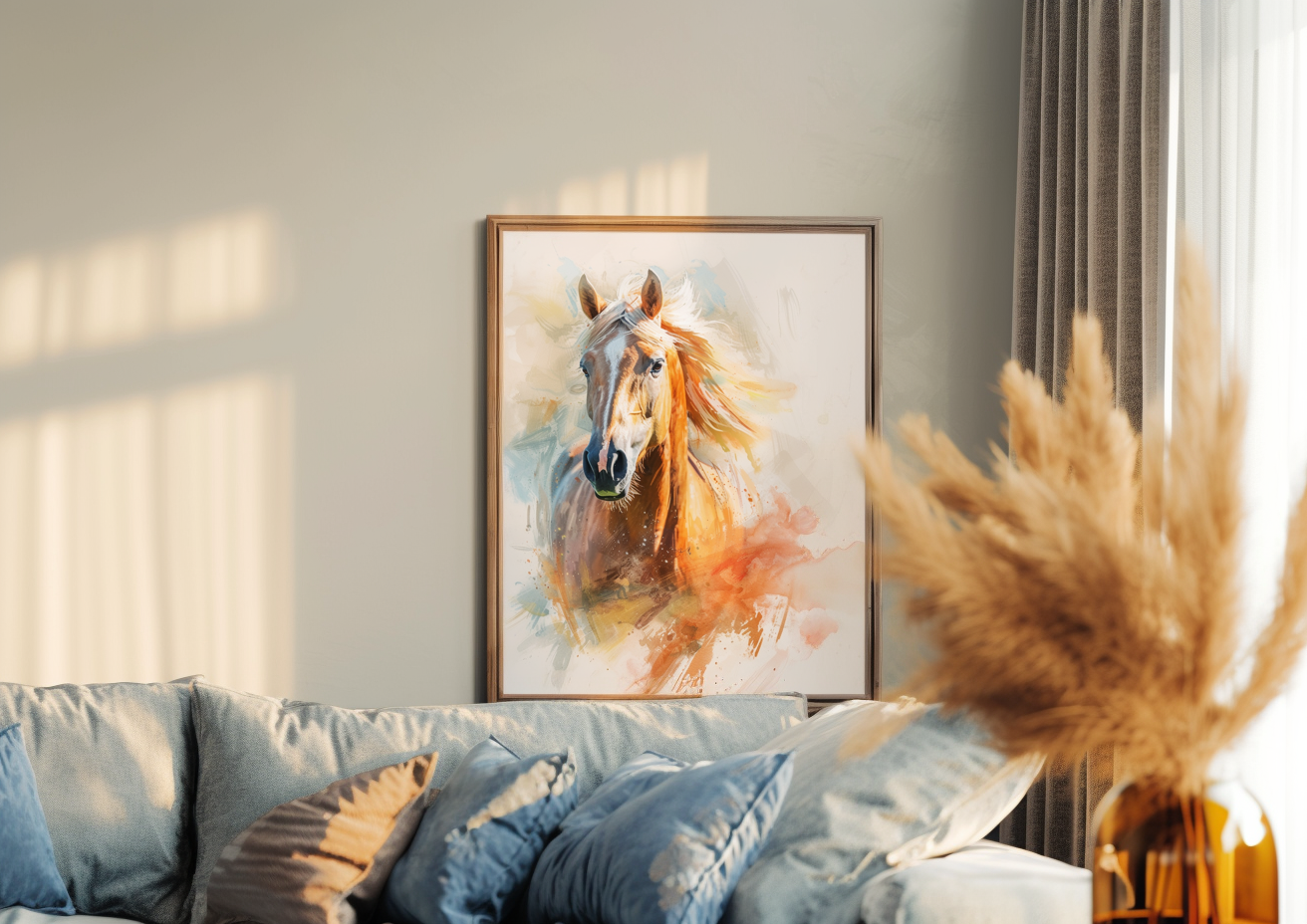 A Printable Copy of Horse Watercolor Painting, Color Splash Art, Horse Lover Gift