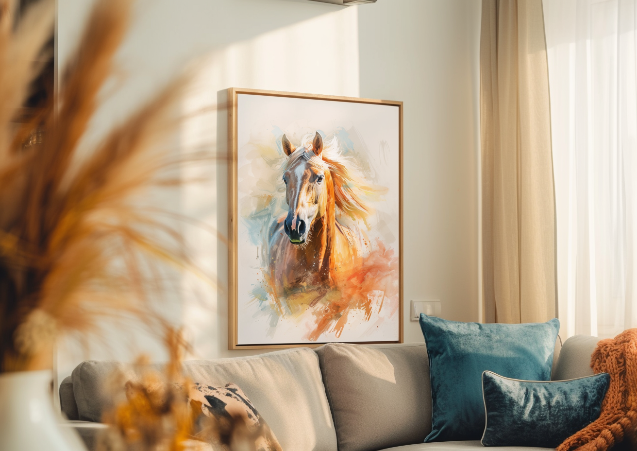 A Printable Copy of Horse Watercolor Painting, Color Splash Art, Horse Lover Gift