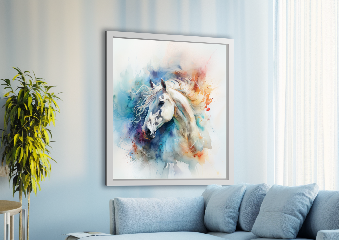 A Printable Copy of a Vibrant Watercolor Horse Painting, Abstract Art, Fine art, Splash of Colors, Equestrian Wall Decor