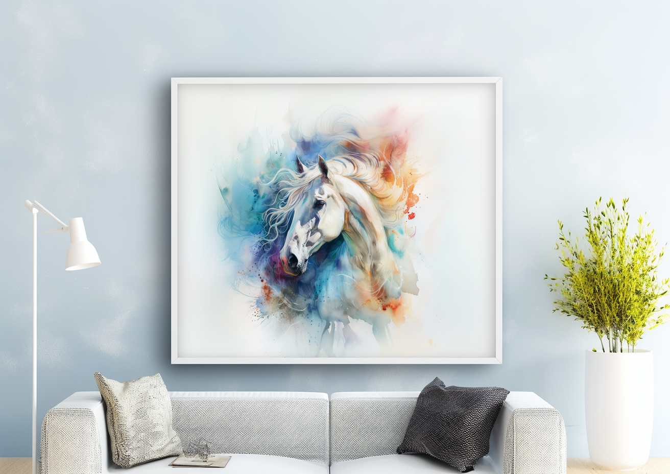 A Printable Copy of a Vibrant Watercolor Horse Painting, Abstract Art, Fine art, Splash of Colors, Equestrian Wall Decor