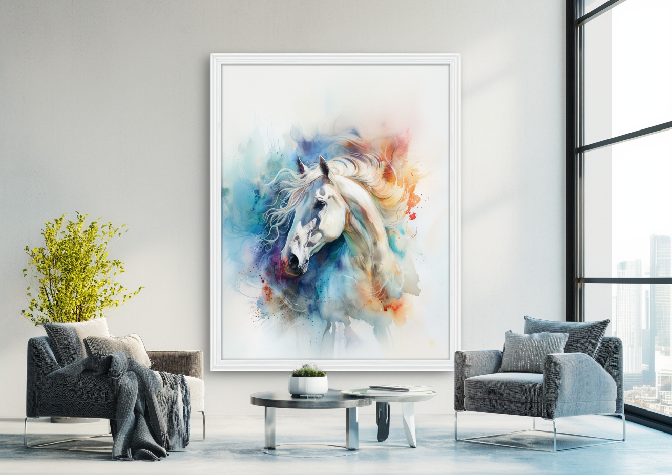 A Printable Copy of a Vibrant Watercolor Horse Painting, Abstract Art, Fine art, Splash of Colors, Equestrian Wall Decor