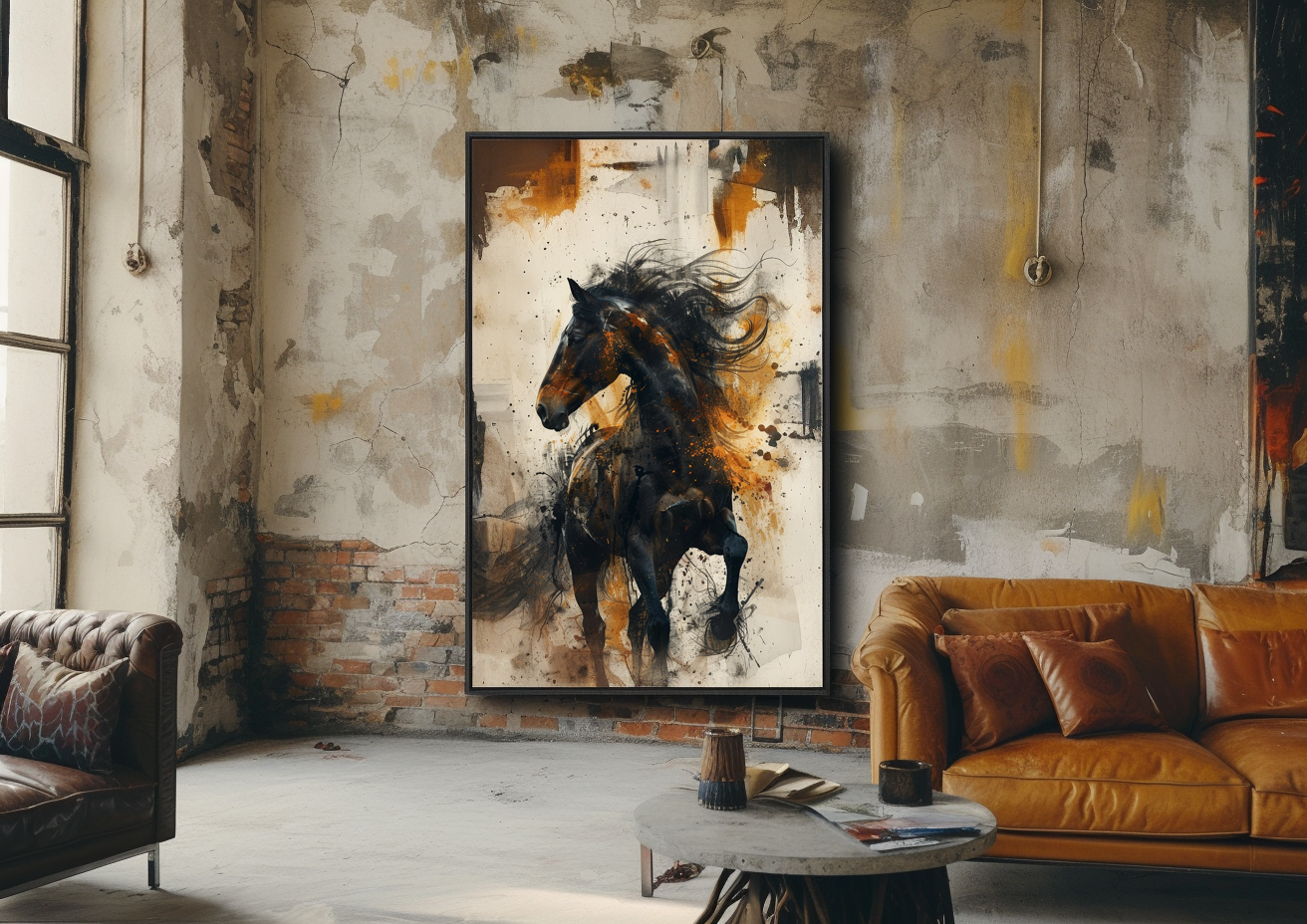 A Printable Copy of an Abstract Horse Painting, Gold and Bronze accents, Contemporary Artwork, Modern Wall Decor, Unique Horse Art, Home Decor