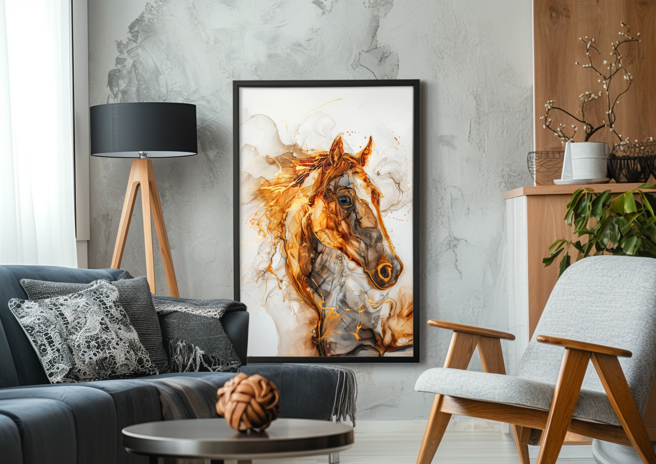 A Printable Copy of Abstract Horse Painting, Alcohol Ink Contemporary Artwork, Horse Wall Decor, Horse Art