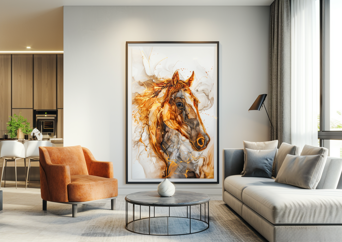 A Printable Copy of Abstract Horse Painting, Alcohol Ink Contemporary Artwork, Horse Wall Decor, Horse Art