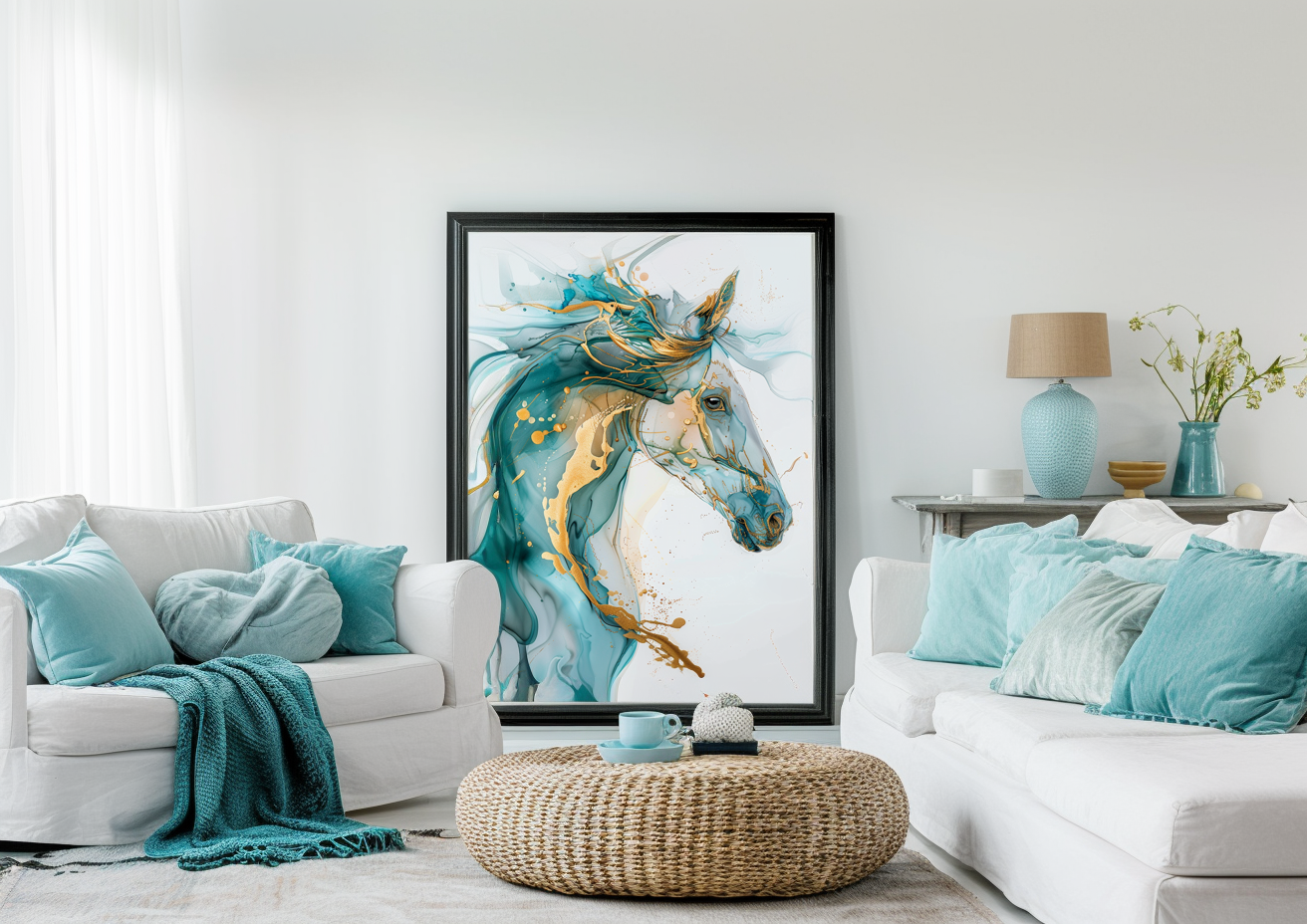 A Printable Copy of Alcohol Ink Horse Painting, Abstract Horse Art, Horse Wall Decor, Equine Art