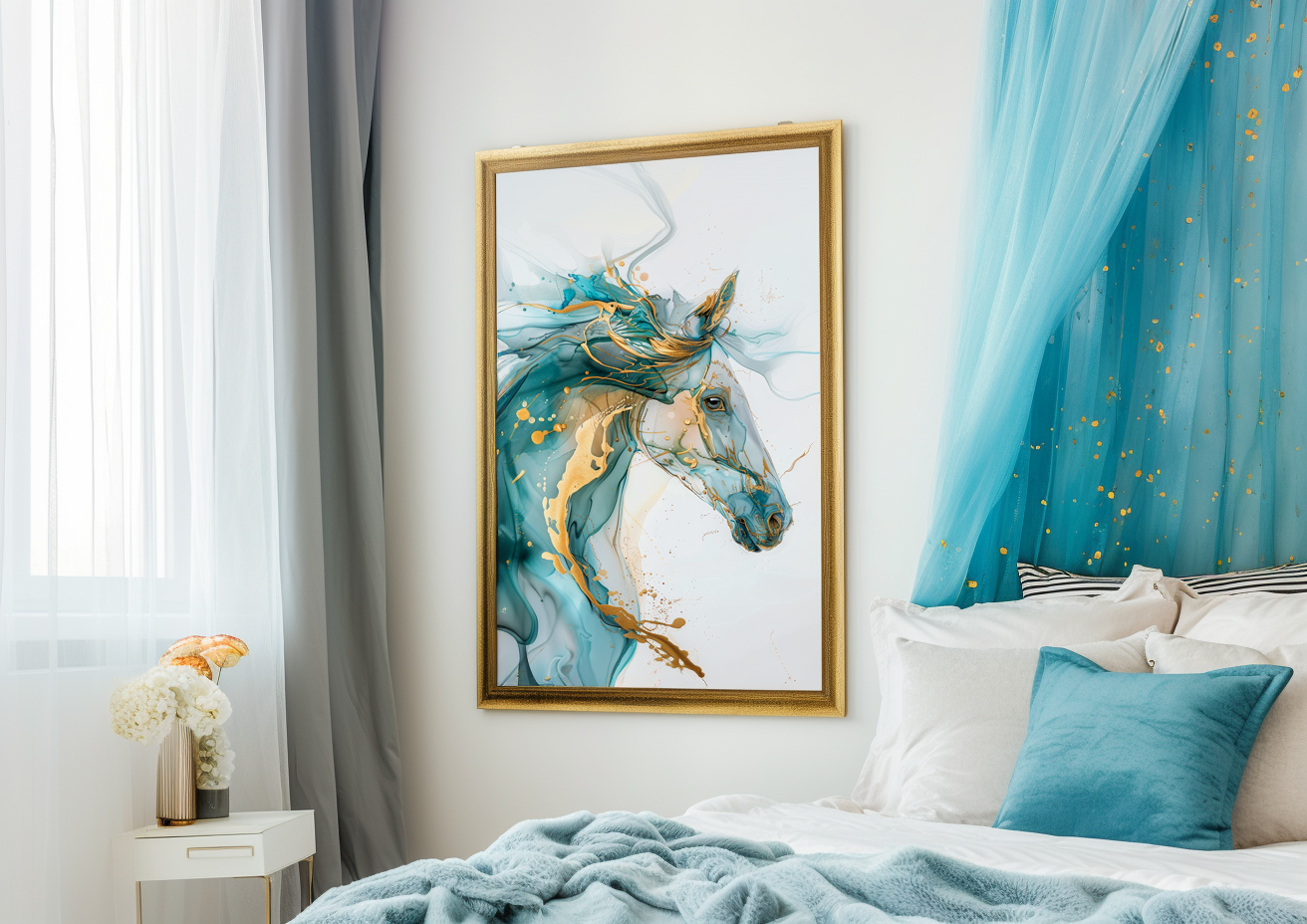 A Printable Copy of Alcohol Ink Horse Painting, Abstract Horse Art, Horse Wall Decor, Equine Art