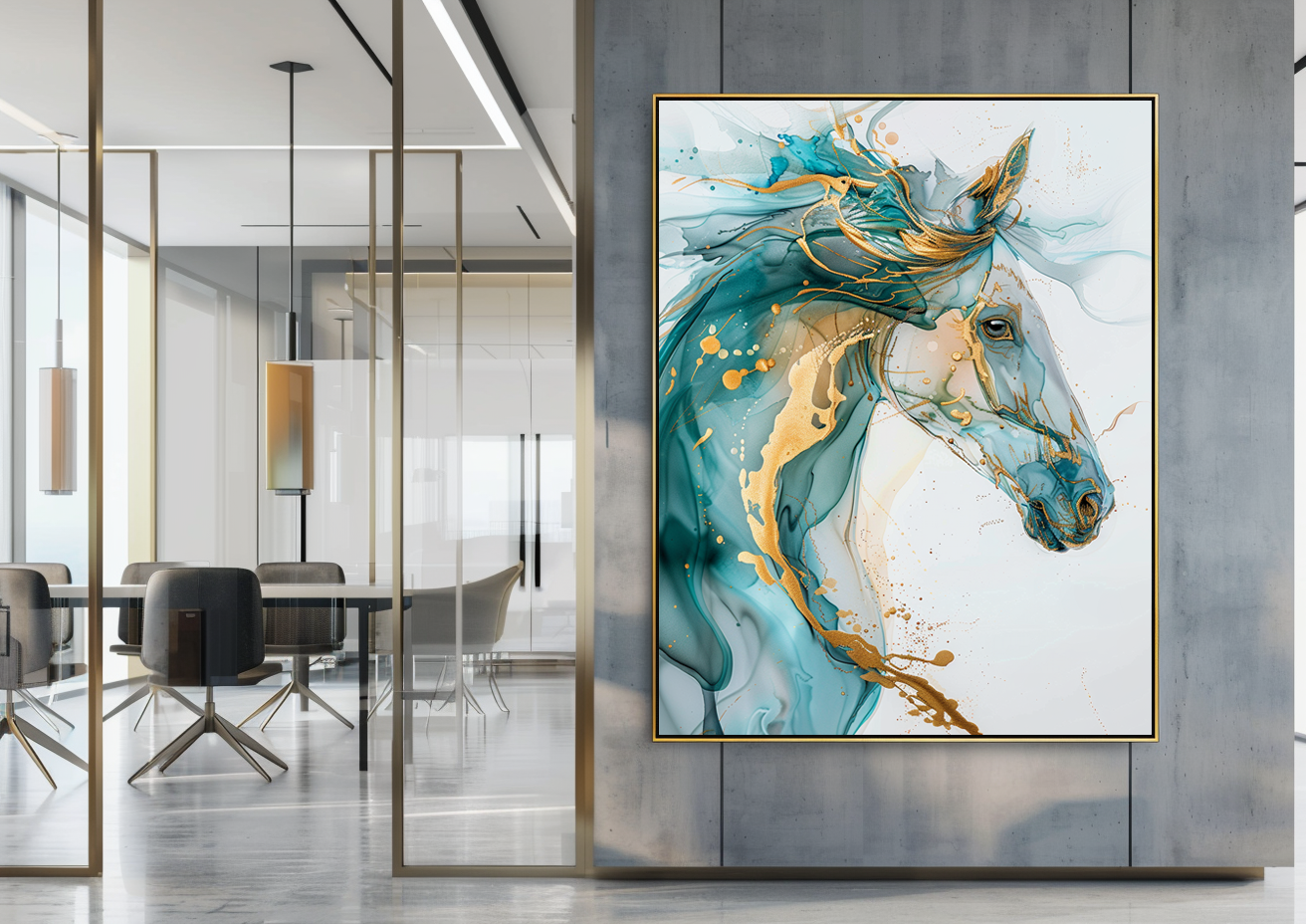 A Printable Copy of Alcohol Ink Horse Painting, Abstract Horse Art, Horse Wall Decor, Equine Art