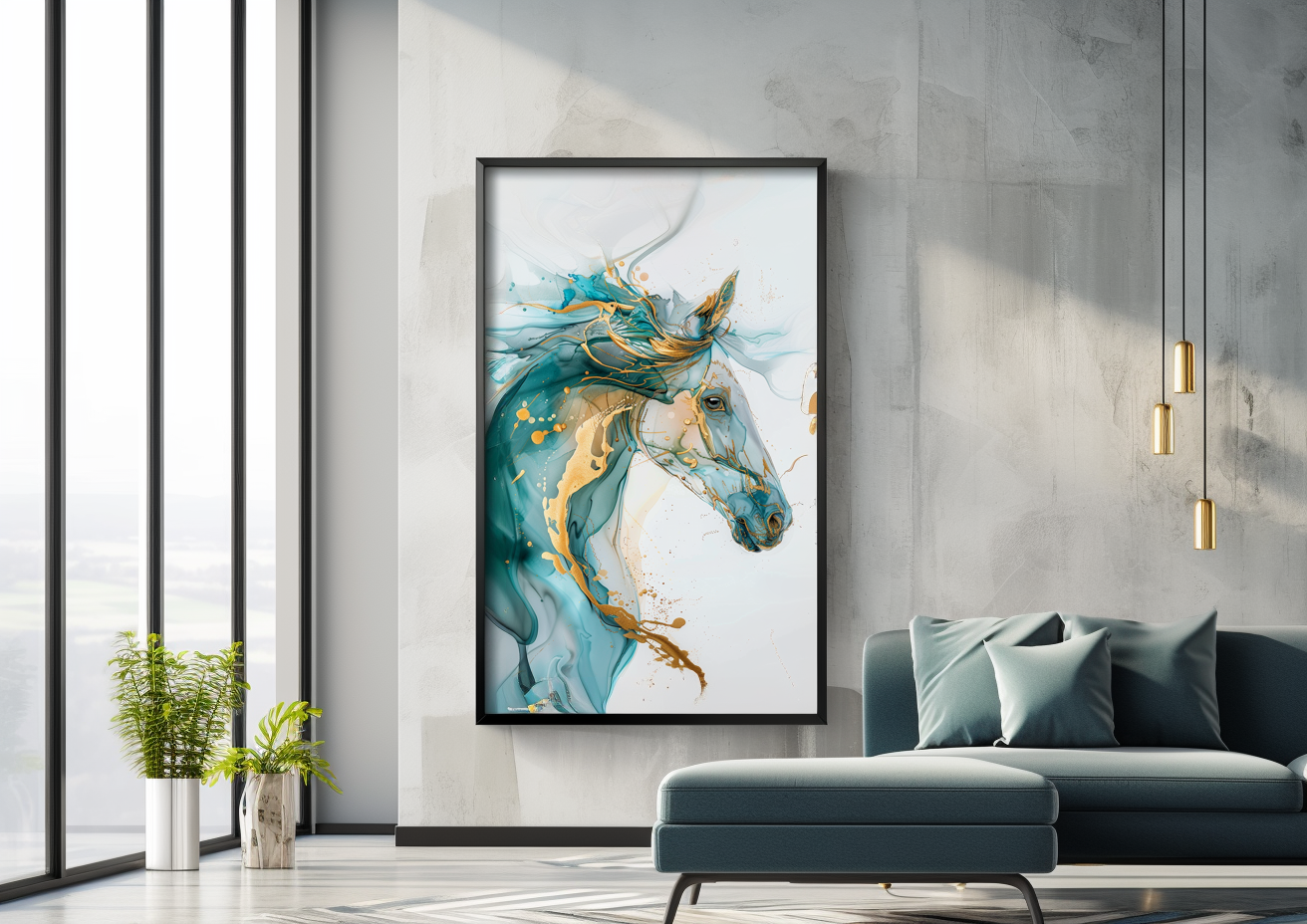 A Printable Copy of Alcohol Ink Horse Painting, Abstract Horse Art, Horse Wall Decor, Equine Art