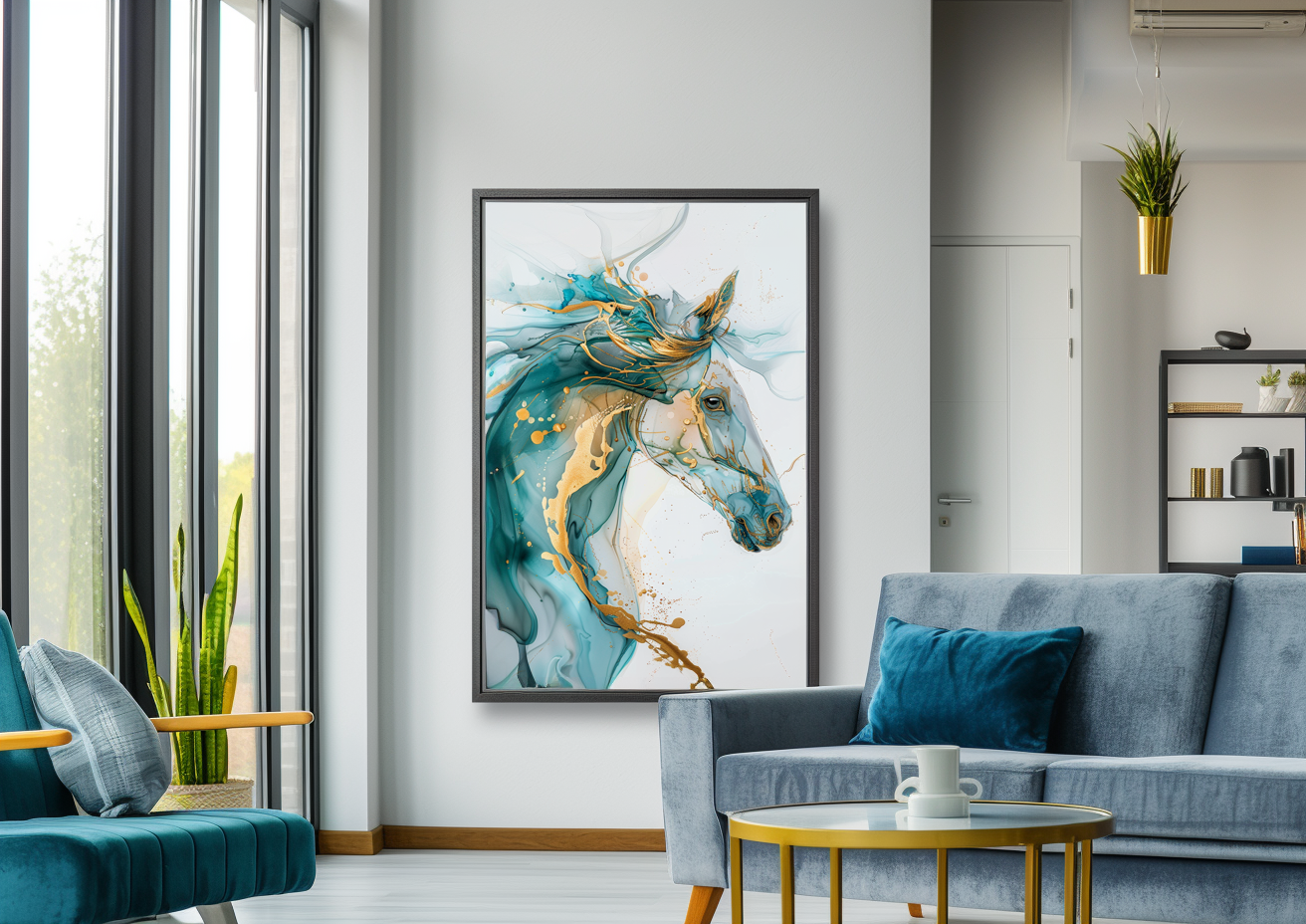 A Printable Copy of Alcohol Ink Horse Painting, Abstract Horse Art, Horse Wall Decor, Equine Art