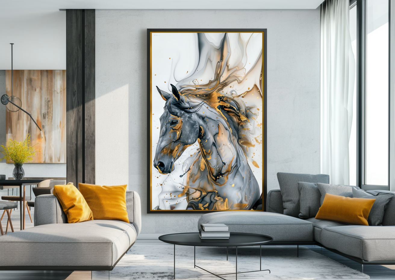 A Printable Copy of a Majestic Horse Art, Alcohol Ink Technique, Horse Wall Decor, Modern Horse Art