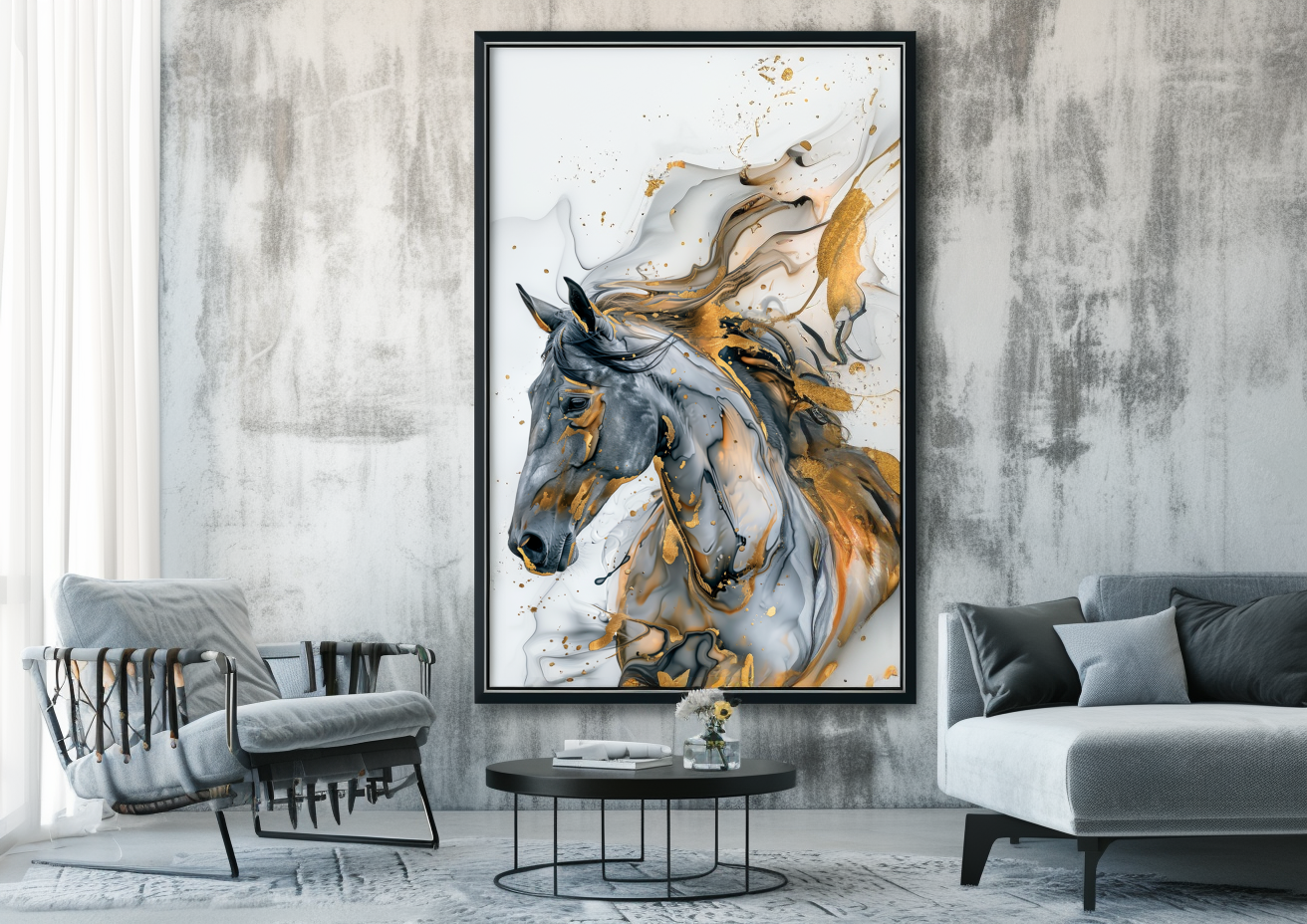 A Printable Copy of a Majestic Horse Art, Alcohol Ink Technique, Horse Wall Decor, Modern Horse Art