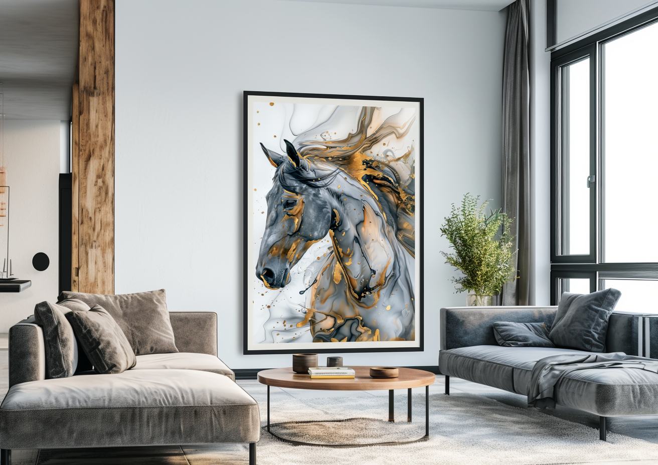 A Printable Copy of a Majestic Horse Art, Alcohol Ink Technique, Horse Wall Decor, Modern Horse Art