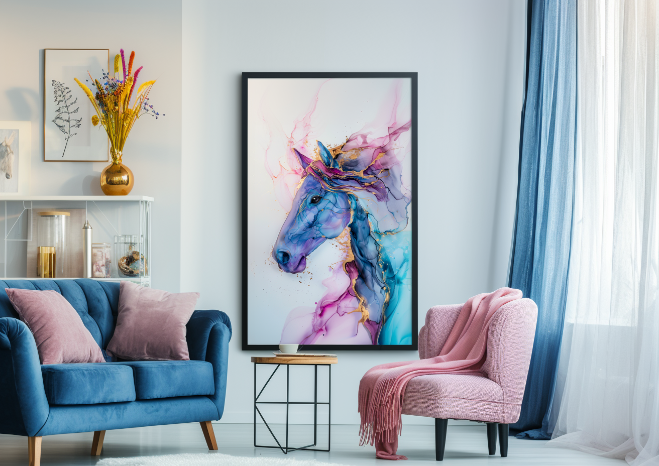 A Printable Copy of an Alcohol Ink Style Horse Art, Modern Art Piece, Equestrian Art, Home Decor