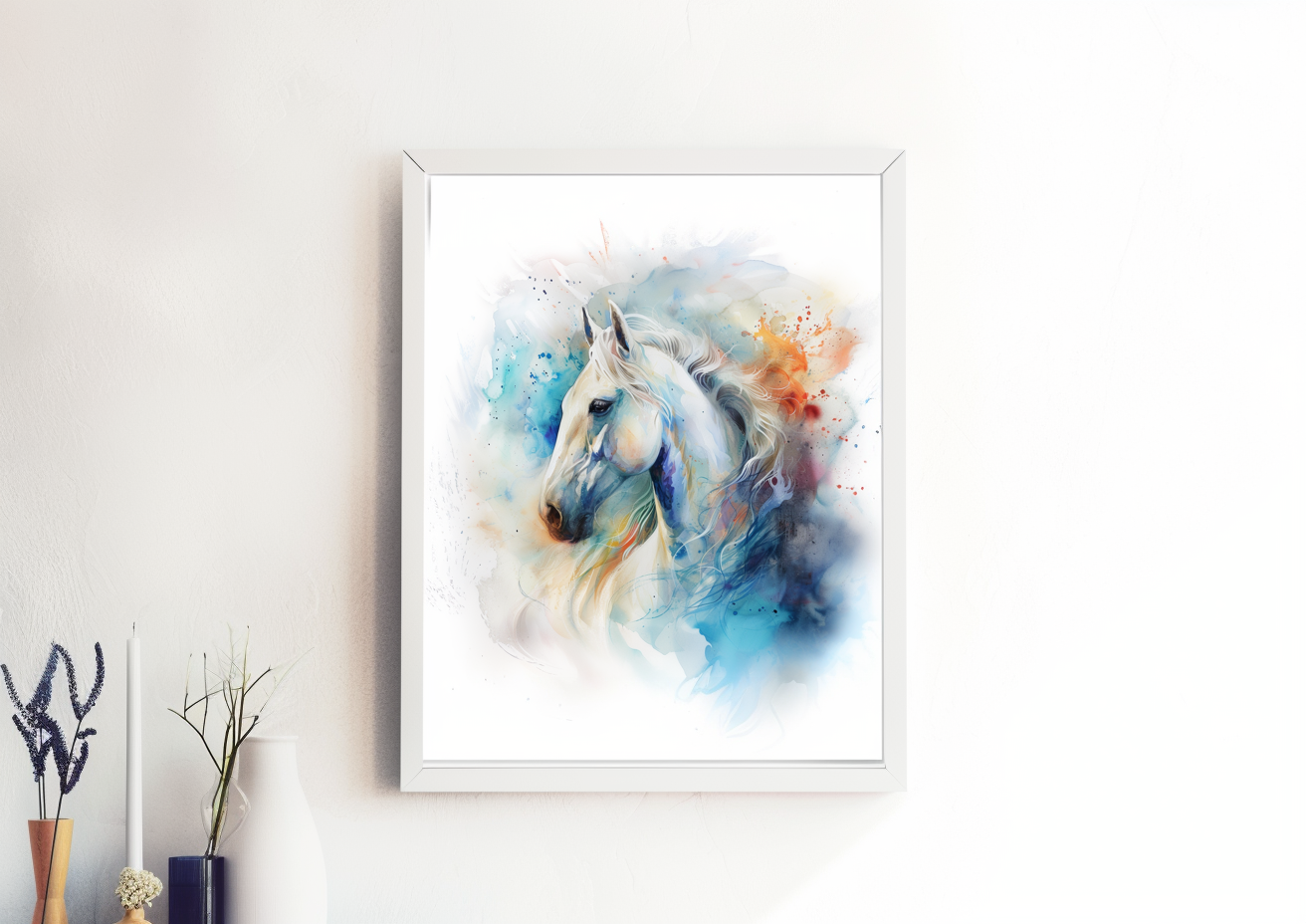 A Printable Copy of a Vivid Watercolor Horse Painting, Abstract Art, Splash of Colors, Equestrian Wall Decor