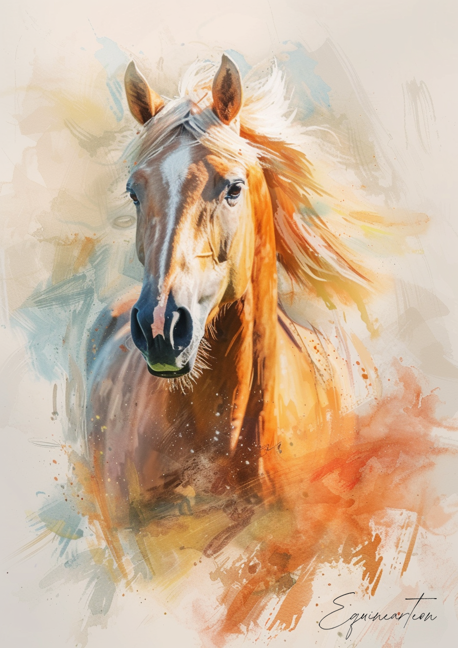 A Printable Copy of Horse Watercolor Painting, Color Splash Art, Horse Lover Gift