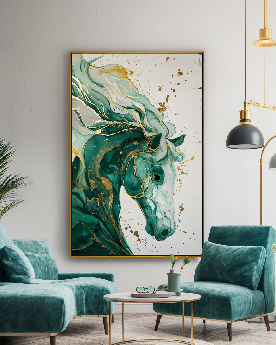 A Printable Copy of Abstract Horse Painting, Alcohol Ink Modern Artwork, Horse Wall Decor, Contemporary Horse Art