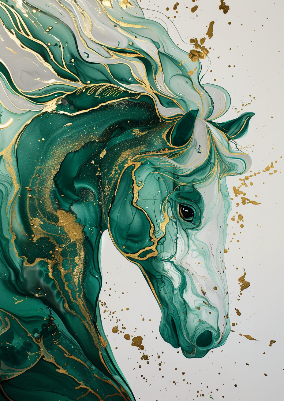 A Printable Copy of Abstract Horse Painting, Alcohol Ink Modern Artwork, Horse Wall Decor, Contemporary Horse Art