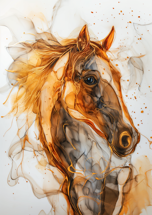 A Printable Copy of Abstract Horse Painting, Alcohol Ink Contemporary Artwork, Horse Wall Decor, Horse Art