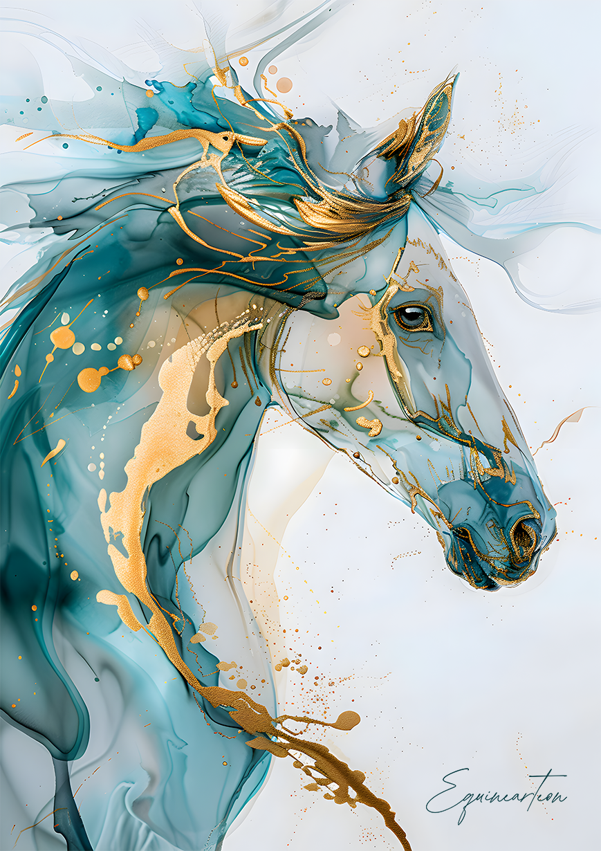 A Printable Copy of Alcohol Ink Horse Painting, Abstract Horse Art, Horse Wall Decor, Equine Art