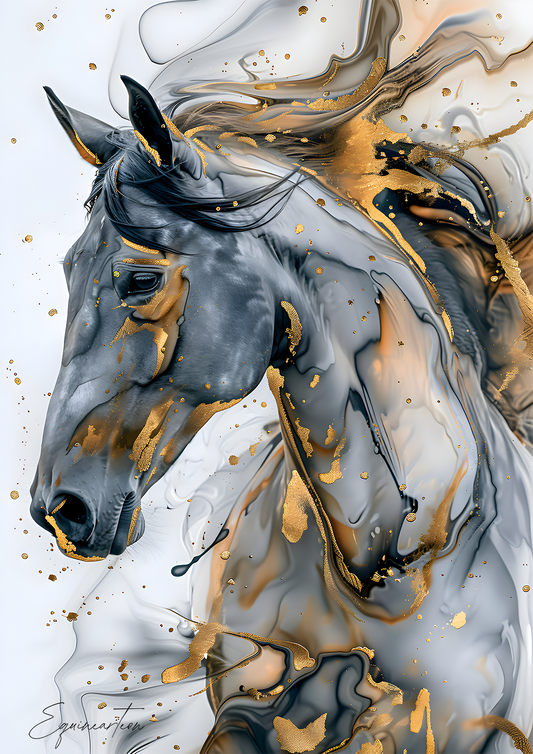 A Printable Copy of a Majestic Horse Art, Alcohol Ink Technique, Horse Wall Decor, Modern Horse Art