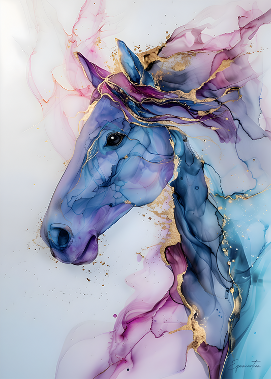 A Printable Copy of an Alcohol Ink Style Horse Art, Modern Art Piece, Equestrian Art, Home Decor