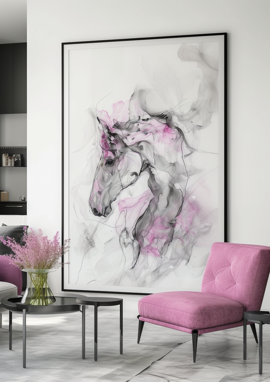 A Soft Copy of a Contemporary Style Horse Art, Modern Art Piece, Equestrian Art, Wall Decor