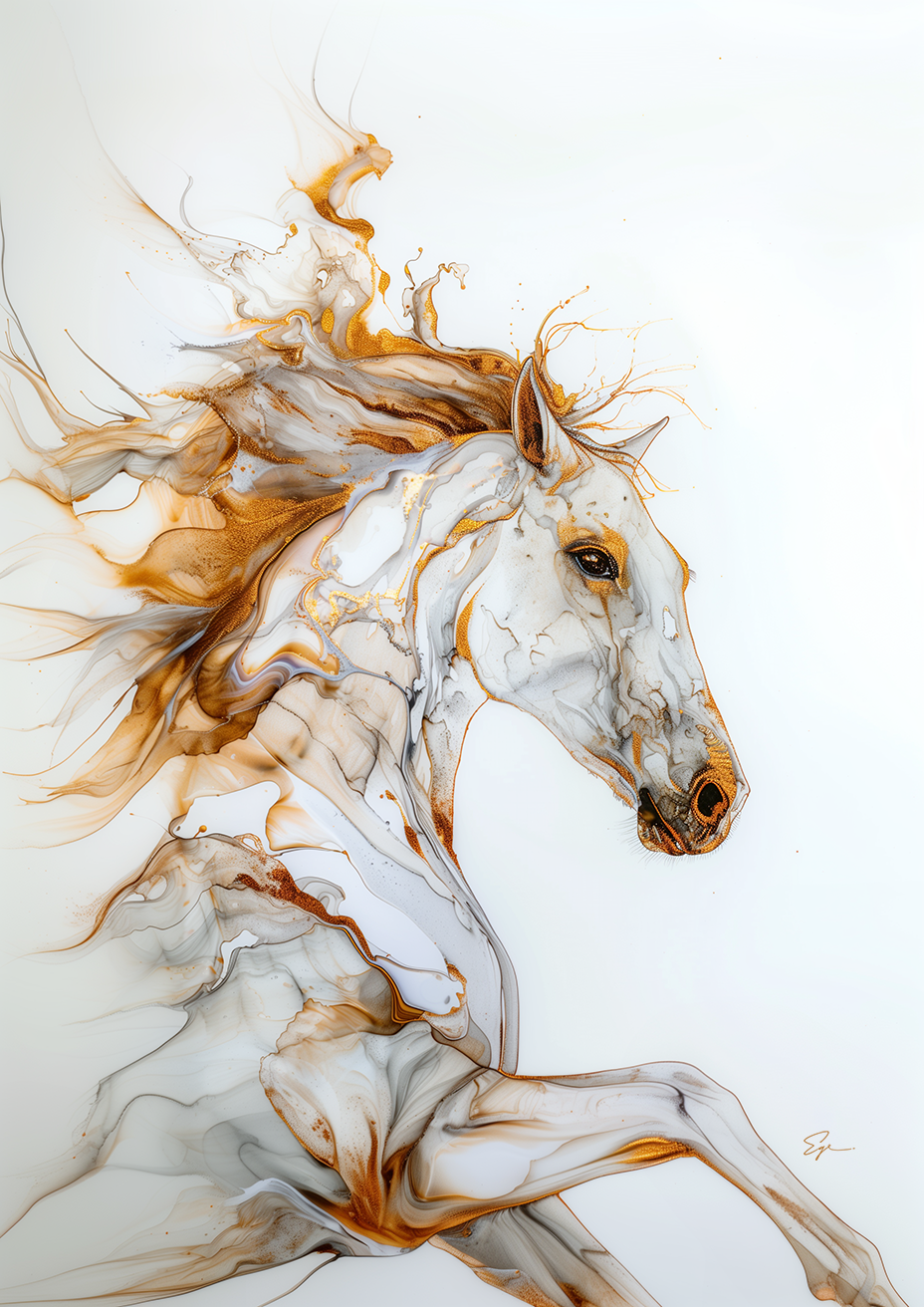 A Soft Copy of an Alcohol Ink Style Horse Art, Majestic Horse, Modern Contemporary Horse Art, Equestrian Art