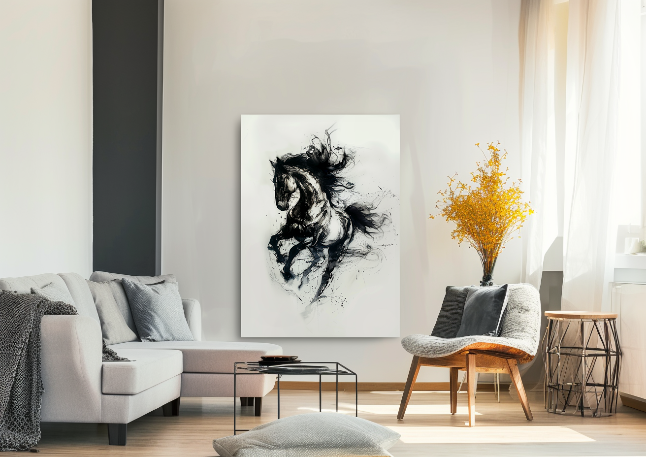 A Printable Copy of an Ink Style Abstract Horse Art, Expressionist Imagery, Modern Piece of Art