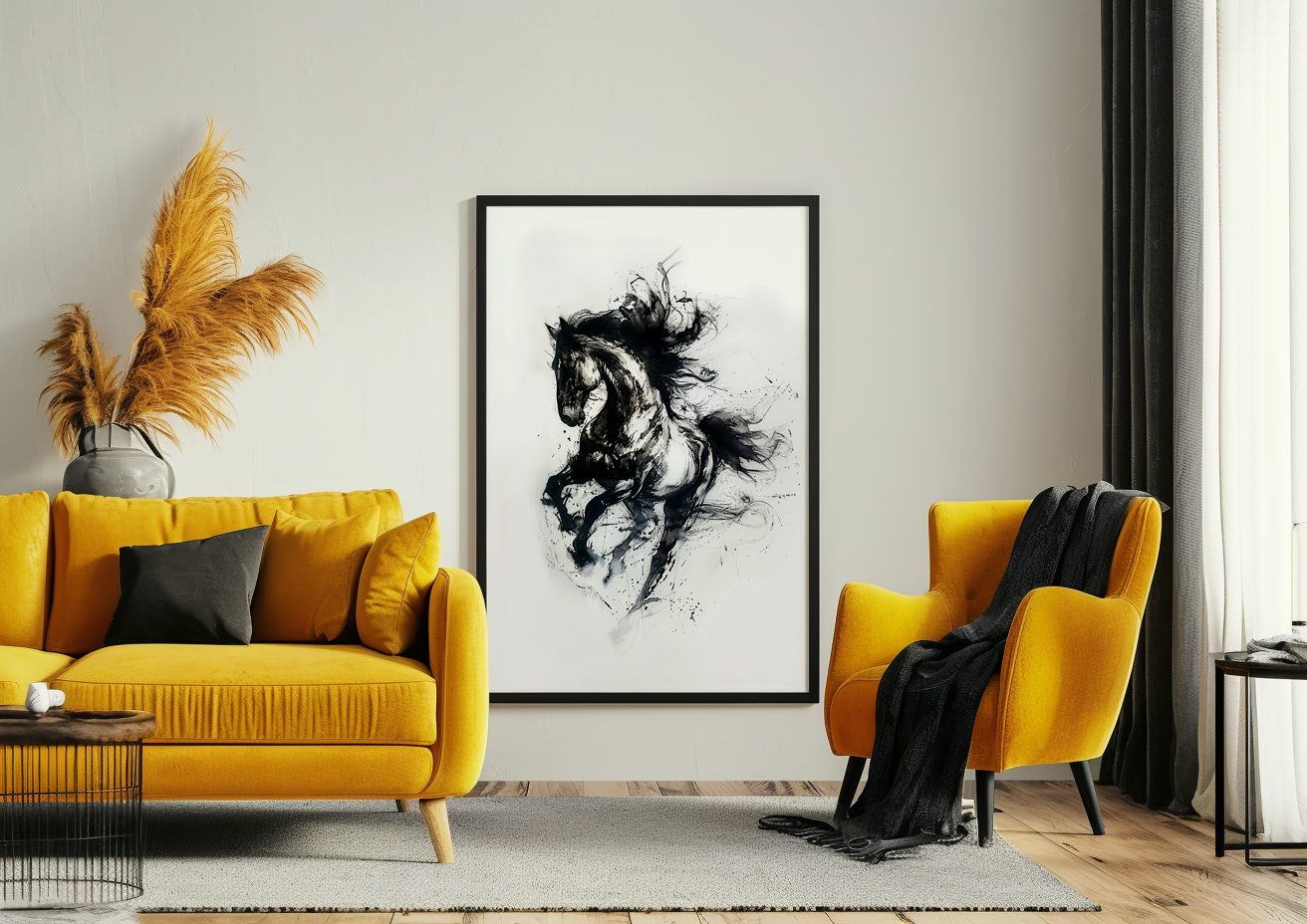 A Printable Copy of an Ink Style Abstract Horse Art, Expressionist Imagery, Modern Piece of Art