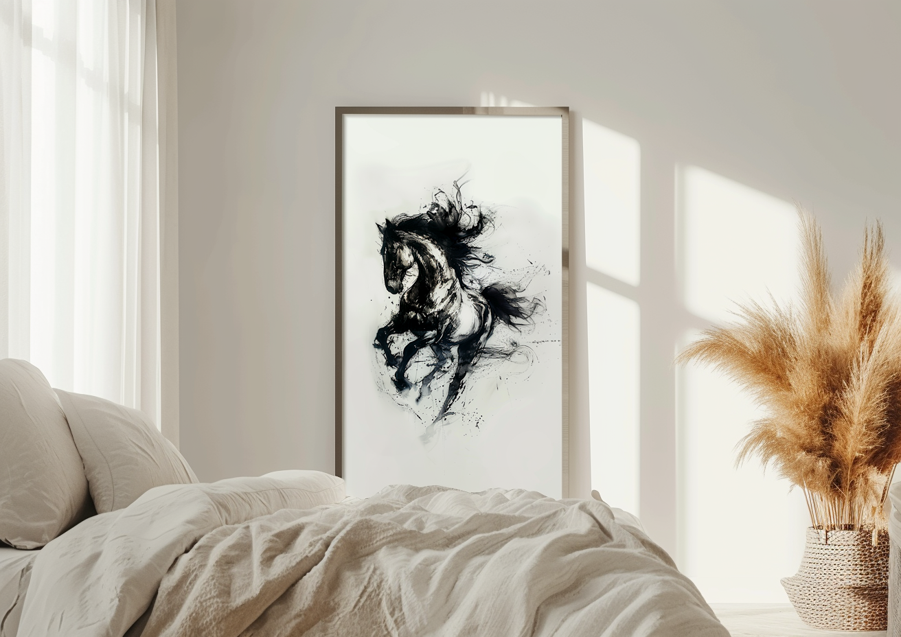 A Printable Copy of an Ink Style Abstract Horse Art, Expressionist Imagery, Modern Piece of Art