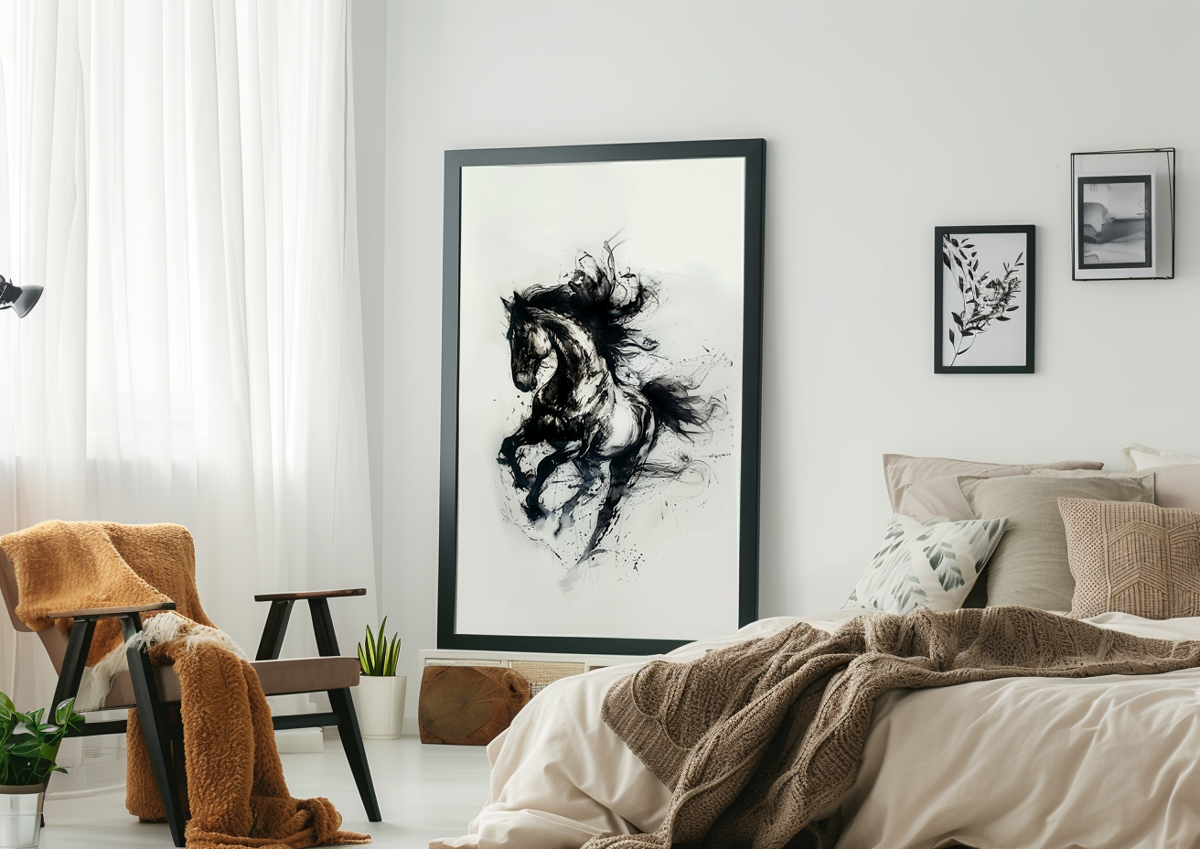 A Printable Copy of an Ink Style Abstract Horse Art, Expressionist Imagery, Modern Piece of Art